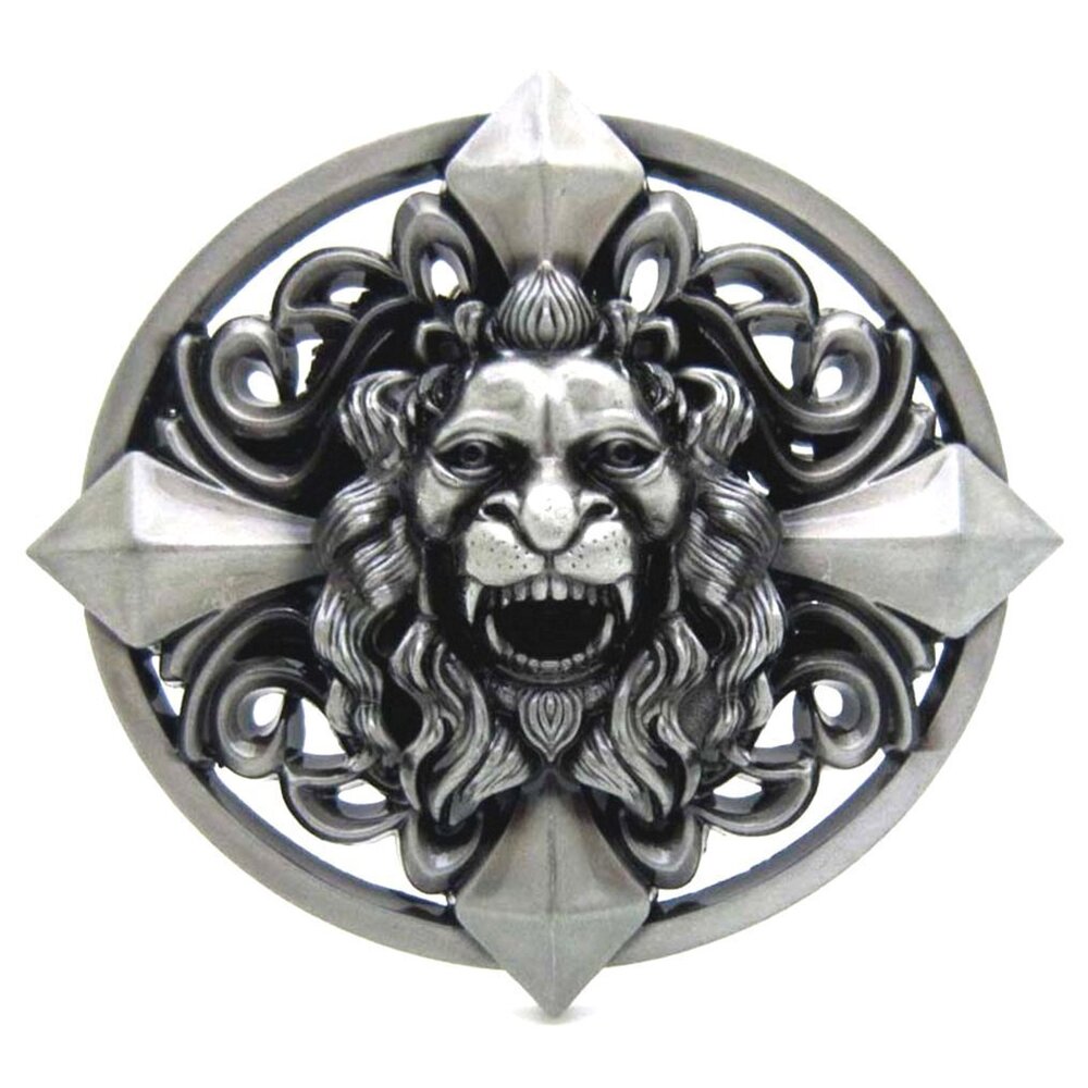 6895 Retro Keltic Cross Skull Lion Head Heavy Belt Buckle Gothic Western